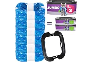 AIMIDODO Jumbo 6-Pack 26FT Jumbo Cat Litter Refill Bags Compatible with Litter Cat Genie Standard Pail, Plus and XL+ Pail, XL Pails Cat Litter Bags, with a Disposable cap