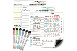 KYONANO Magnetic Chore Chart for Kids - Dry Erase Reward Chart with 6 Colored Markers - Behavior Responsibility Chore Board f