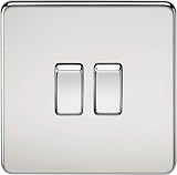 Knightsbridge SF3000PC Screwless 10A 2-Gang 2-Way Switch Polished Chrome view 2