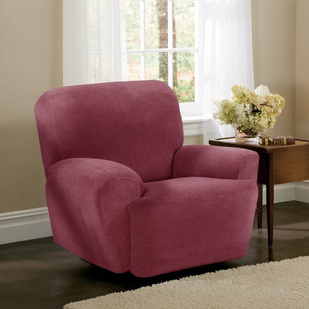 Single Piece Red Recliner Chair Slipcover, Form Fitting