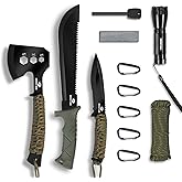 Mossy Oak Axe and Fixed Blade Knife with Sheath, One-Piece Camping Hatchet and Hunting Knife with Rope Handle, Includes Zooma