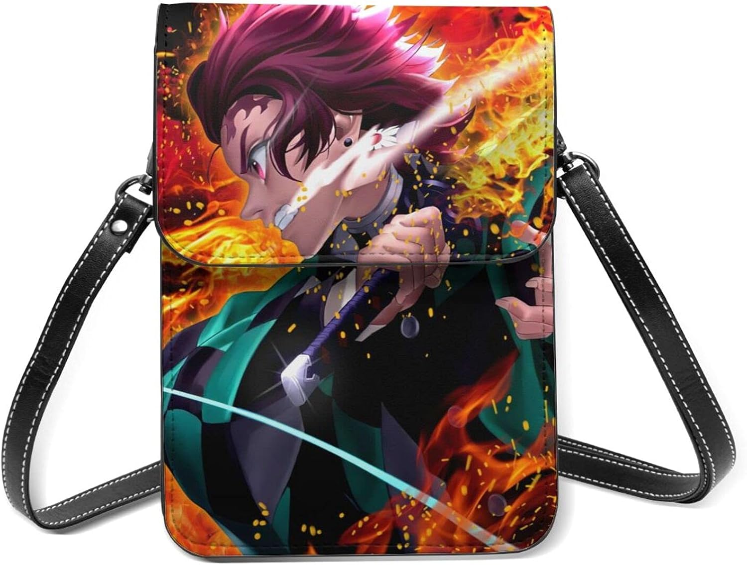 Demon Slayer Tanjirou Crossbody Bags For Women Purse Microfiber PU 