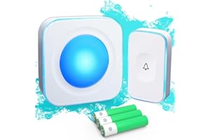 JSIEEM Wireless Doorbell 1200 Feet Battery Operated Wireless Doorbells for Home Hearing Impaired Doorbell at with 36 Melodies 4 Volume light（1 Button & 1 Portable doorbell White)