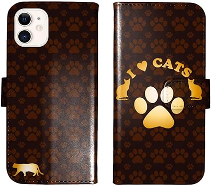Amazon Iphone11 に対応 手帳型 Iphone 11 ケース カバー 猫 肉球 猫柄 I Love Cats ケース カバー 通販