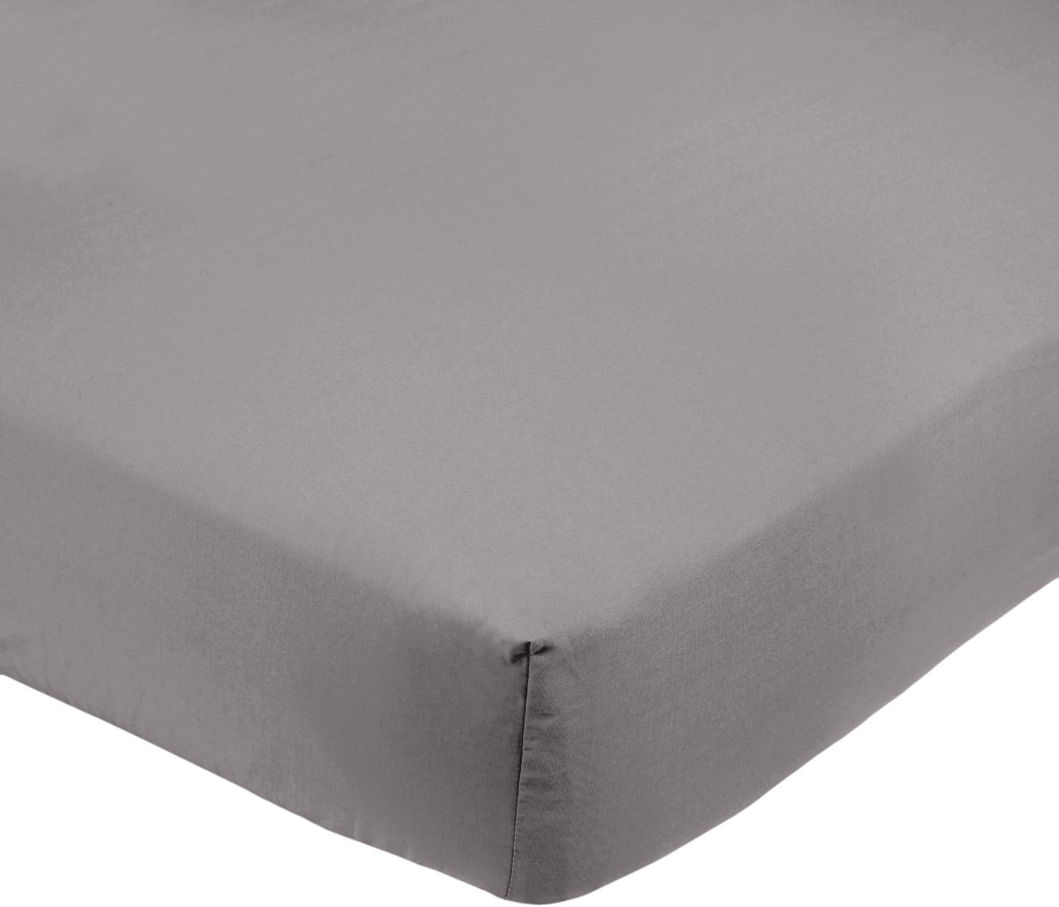 Amazon Basics Bedding Soft Microfibre King Size Fitted Sheet with 12 inch (30 cm) Deep Pocket, 150 x 200 cm, Dark Grey