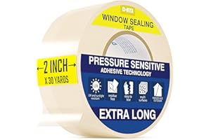 D-NYX Extra Long Weather Sealing Tape for Window | 2" x 30yds | Heavy-Duty Residue-Free RV Insulation Tape for Doors and Windows | Plastic Window Coverings for Winter | Weather Stripping Tape (1, 2 in)