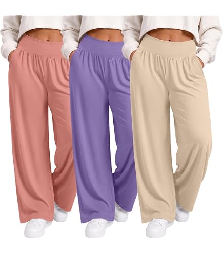 Amazon.com: Evervibe 4 Pack Women's Plus Size Pants, Wide Leg