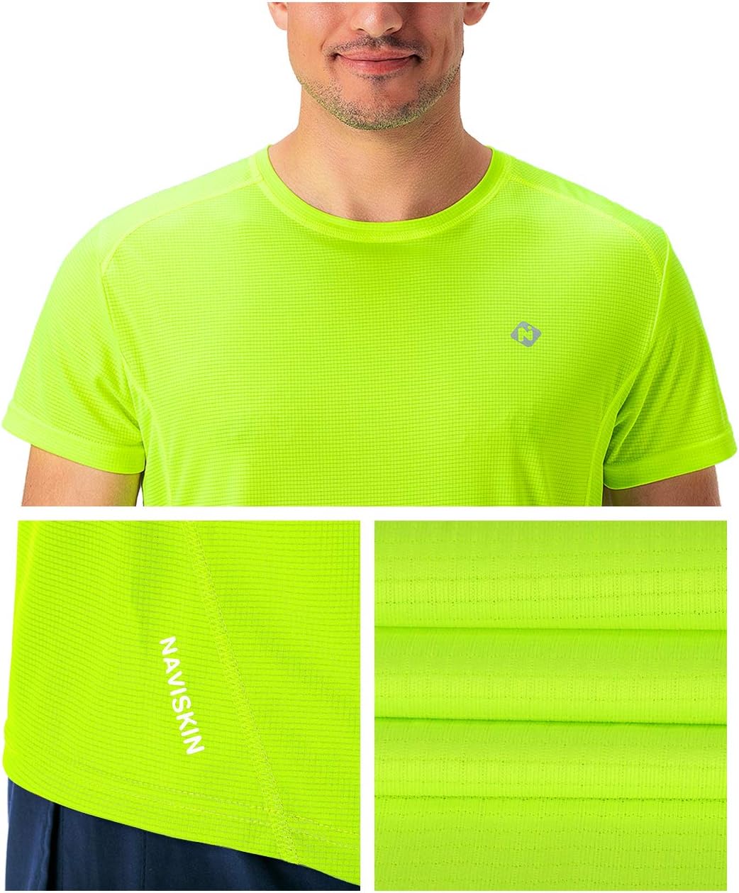 Naviskin Men's Quick Dry Workout Running Athletic Short Sleeve T-Shirt Outdoor Shirt: Clothing