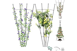 2 Pcs Garden Trellis for Climbing Plants, Deaunbr Plant Support Obelisk Trellis Garden Trellises for Vines, Flowers Stands, Outdoor & Indoor Potted Plants, Rose, Cucumber, Pea, Tomato, Clematis