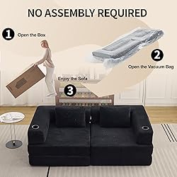 78" W Loveseat Sofa, 4 in 1 Convertible Floor Sofa
