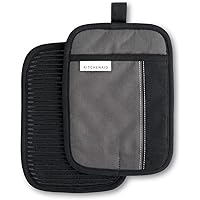 KitchenAid Beacon Pot Holder Set, 7"x10", Contour Silver/Black