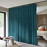 MaKefeile Room Divider Curtains Total Blackout Privacy Curtain Panel Room Thermal Insulated Noise Reduction Curtains for Bedroom Window Living Room Ceiling Track Curtain W 8.3 ft &times; H 7 ft Azure Blue