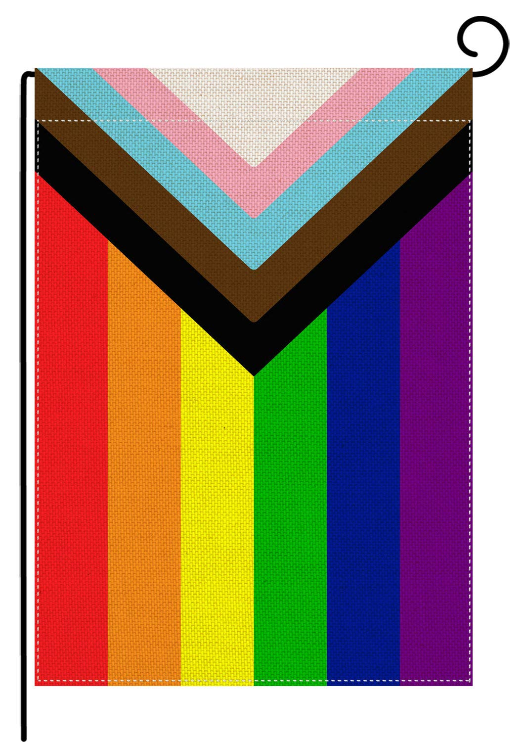 pingpi Progress Pride Rainbow Flag LGBTQIA+ Garden Double Sided Flag Home Yard Burlap Banner Decoration 12.5 x 18 Inch