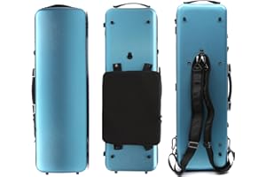 Vetimobato Carbon Fiber Violin Case for 3/4 & 4/4 Full-Size Violins Rectangle Lightweight Hard Shell Case with Music Bag,4 Bow Holders Durable Protection for Travel & Storage (Blue)