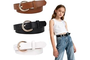 Girls Leather Belts Size 10-12, Skinny Leather Belt Clothing Accessories for Girl Jeans Dresses