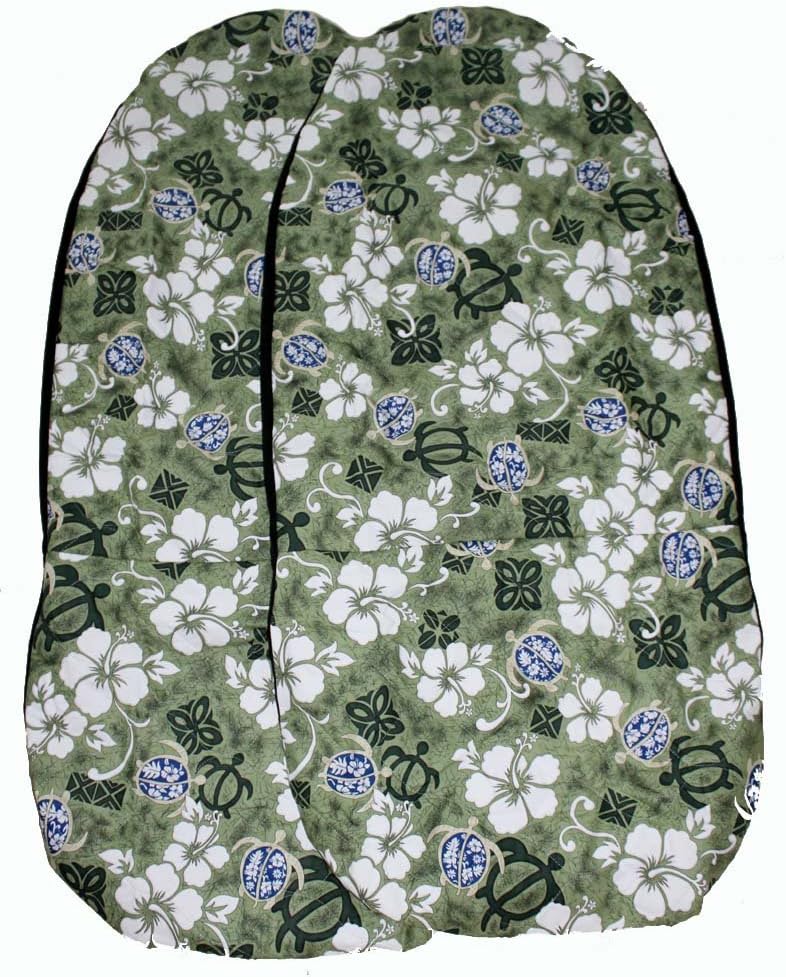 Hawaiian Car Seat Covers, Green Hawaiiani, set of 2 Front Bucket seat covers, Made in Hawaii USA