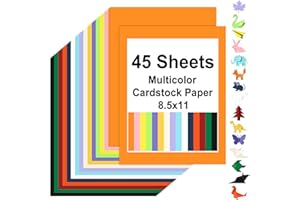 45 Sheets Colored Cardstock - 15 Colors Card Stock paper 8.5 x 11,Cardstock Paper for Construction,Printing,Scrapbooking,Craf