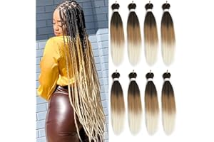 Leeven Pre Stretched Braiding Hair 30 Inch 8 Packs Professional Soft Yaki braiding Hair For Butterfly Braids Hot Water Setting Synthetic Crochet Box Braids Hair Extensions (1B/27/613#)