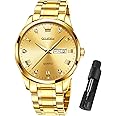 OLEVS Mens Gold Watches Waterproof Stainless Steel Lightweight Watch with Date Classic Luxury Dress Watch for Men Gold White Blue Green Dial