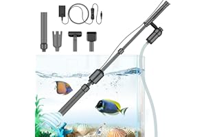 bedee Electric Fish Tank Gravel Cleaner Vacuum, Aquarium Gravel Cleaner, 6 in 1 Automatic Aquarium Vacuum Cleaner Kit for Wash Sand & Water Changing with Adjustable Water Flow, DC 12V, 18W
