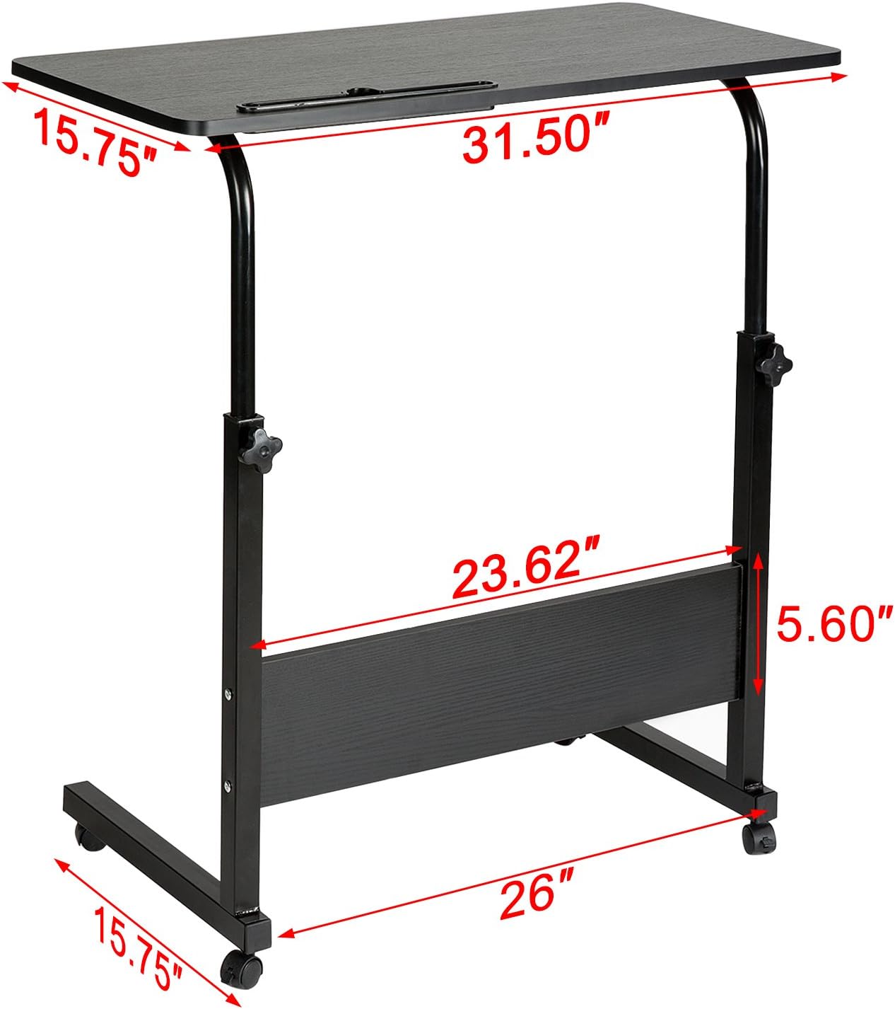 DOEWORKS Side Table, Adjustable Laptop Stand Portable Cart Tray Side Table, Black Studying Desk: Home & Kitchen