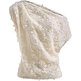 winkbay Women's Asymmetrical Neck Pleated Blouse Elegant Short Sleeve Loose Evening Party Tops