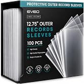EVEO 100 Vinyl Record Sleeves Outer &ndash; Crystal Clear Outer Vinyl Sleeves LP Album Covers 12.75"x12.75" | Perfect Fit Protective 3 Mil Protection for Single &amp; Double LPs - Archival Quality