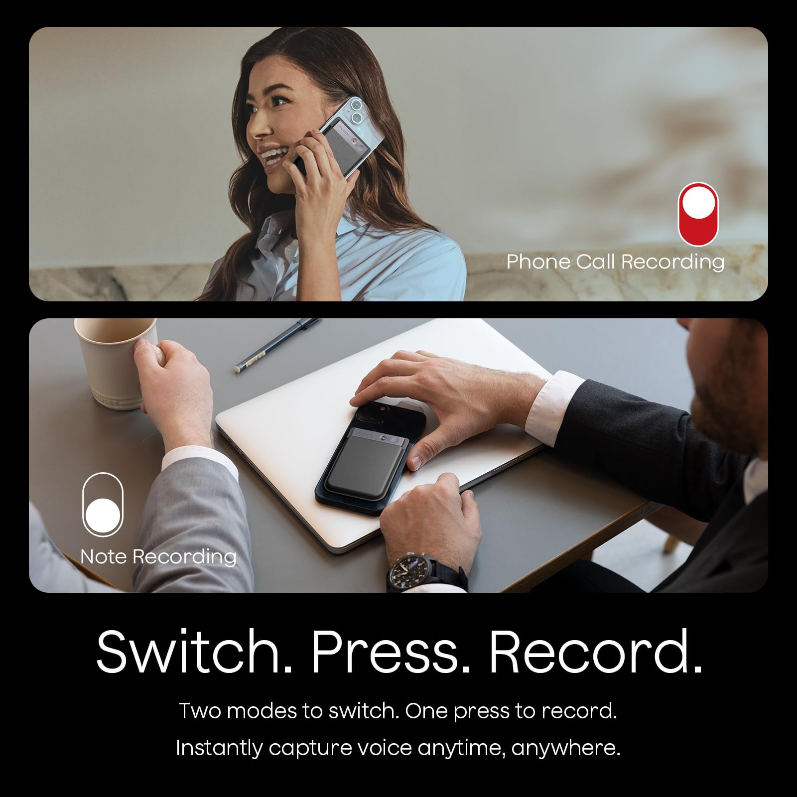 Plaud Note AI Voice Recorder, Voice Recorder w/Case, App Control, Transcribe & Summarize with AI Technology, Support 112 Languages, 64GB Memory, Audio Recorder for Lectures, Meetings, Calls, Black