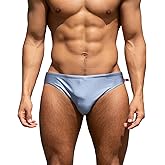 YUZHOU Mens Bikini Swimwear Low Rise Swim Briefs Solid Bathing Suit Sexy Swimsuit with Elastic Drawstring