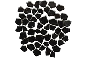 Smayt Yi Black Ceramic Mosaic Tiles Large Sizes and Shape Mosaic Art Making Supplies for Bathroom Flower Pot Outdoor Tables Coasters(0.8-1.2inch,7oz), 200g