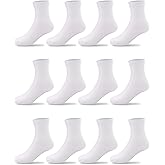 Duufin 12 Pairs Kids Socks Boys Girls Youth Mid Calf Casual Athletic School Dress Crew Socks for Boys Girls 2-15 Years