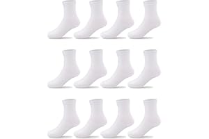 Duufin 12 Pairs Kids Crew Socks Boys Girls Youth Mid Calf Cut Casual Athletic School Dress Socks for Boys Girls 2-15 Years