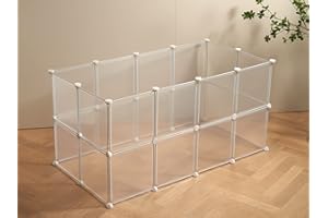 LURIVA Transparent Clear Small Animal Playpen, Guinea Pig Cages, Puppy Dog Playpen, Pet Playpen, Rabbit Bunny Indoor Outdoor Fence Pen Enclosure, White Clear Plastic Playpen,12 X 12 Inch, 24 Panels