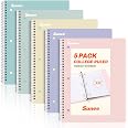 SUNEE Spiral Notebooks, 1-Subject, 5 Pack, College Ruled Paper, 8" x 10-1/2", 70 Sheets per Notebook,3-Hole Punched Paper, Pi