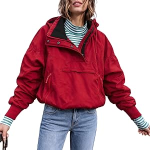 Hongsui Women's Half Snap Zip Pullover Jacket Lightweight Windbreaker | Casual athletic outdoor hiking jackets, long sleeve q