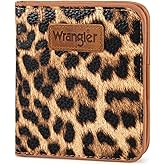 Montana West X Wrangler Small Leopard Print Wallets for Women Slim Thin Wallet Card Cases Money Organizer Thin Mini Pocket Wallet with Rfid Lining and A Coin Purse