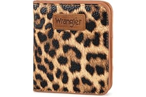 MONTANA WEST X Wrangler Small Leopard Print Wallets for Women Slim Thin Wallet Card Cases Money Organizer Thin Mini Pocket Wallet with Rfid Lining and A Coin Purse