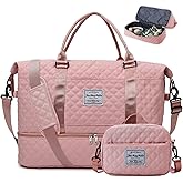 Travel Duffle Bag Weekender Bags for Women with Shoe Compartment Carry On Duffel Overnight Bag with Toiletry Bag for Hospital Pink