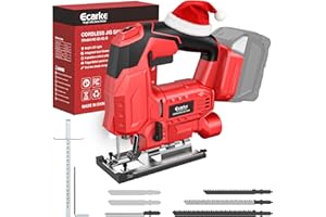 Ecarke Cordless Jig Saw Compatible With Milwaukee 18V Battery (Only Tool), 4 Orbital Sets, 6 Variable Speeds Control, Dust-Blowing, ±45° Bevel Cuts, LED Light and 6PCS Blades For Cutting