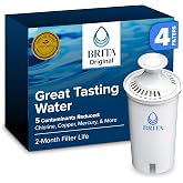 Brita Standard Pitcher and Dispenser Replacement Water Filters, White, 4 | WQA and NSF/ANSI Certified, Reduces Chlorine, Copper, Mercury &amp; Cadmium, Lasts 2 Months, Household Essential