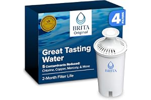 Brita Standard Water Filter for Pitchers and Dispensers, BPA-Free, Reduces Copper, Cadmium and Mercury Impurities, Lasts Two Months or 40 Gallons, Includes 4 Filters for Pitchers