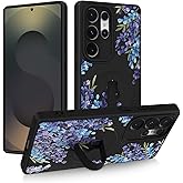 Gukalong Magnetic Phone Case for Samsung Galaxy S25 Ultra 6.9 Inch (Compatible with MagSafe) Lavender Purple Floral Flower Slim Phone Cover with Stand Shockproof Protective Kickstand Case for Women
