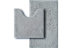 wyewye Bathroom Rugs Sets 2 Piece, Ultra Soft Bath Mats, Super Absorbent and Thick, Non-Slip, Machine Washable, Bath Mats for Bathroom Floor, Tub and Shower，Light Gray.