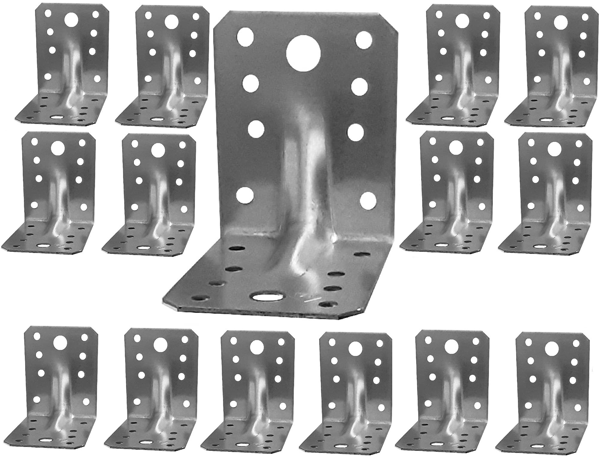 Pack of 15 Corner Braces Brackets Plates, Heavy Duty Wooden Angle, Metal Steel Sheet Galvanised Z275 275 (g/m2) 20 (μm) Size: L 2,75" x 2,75" x 2,17" x 0,06" (70 x 70 x 55 x 1,5mm)