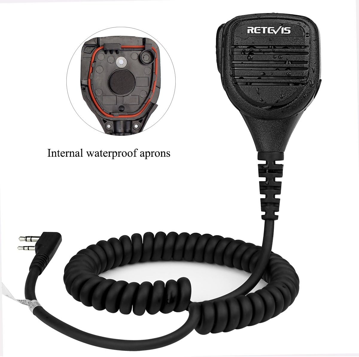 Retevis RS112 Walkie Talkie Handheld Speaker Mic IP54 Waterproof Mic Compatible with Two Way Radio Retevis RT24 RT27 RT619 RT622 Baofeng UV5R Kenwood 3.5mm Audio Jack Remote Speaker Mic (1 Pcs) - Image 3