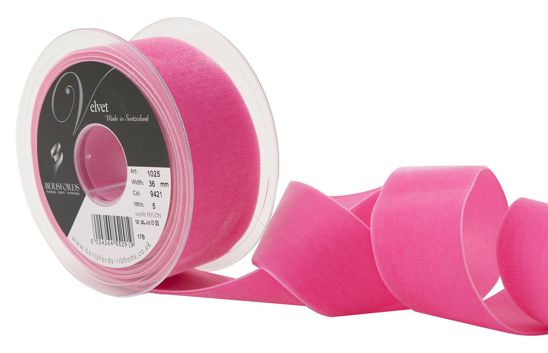 Berisfords Velvet Ribbon, Shocking, 102 x 45 x 102 cm — image 1