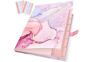 RIHEAN Expanding File Folder, Folders for Important Documents Organizer, Accordion File Organizer, Aesthetic Folders for School Students, 8 Pockets File Folder for Home Bills (Pink Gold Marble)