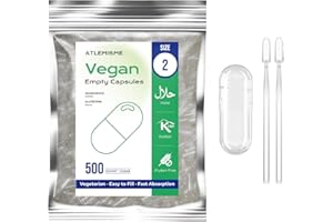 Empty Capsules Size 2 500 count,Clear Empty Vegan Capsules Kosher,Halal and Non GMO Certified for DIY Supplements.Hypoallerge