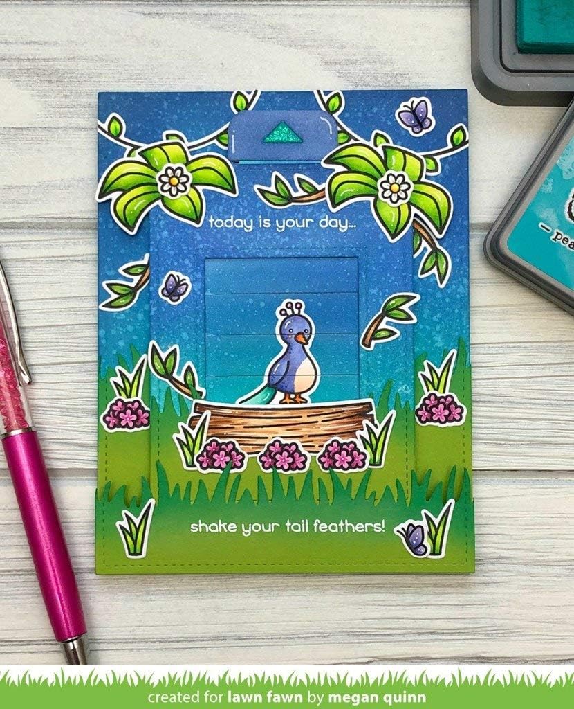 Lawn Fawn Clear Stamps 3'X2' - Peacock Before 'n Afters - Image 5
