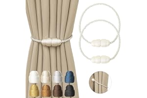 Contoeey Magnetic Curtain Tiebacks Rope Curtain Tie Backs for Curtains 2 Pack Curtain Holders for Drapes Decorative Window Curtain Holdbacks, White